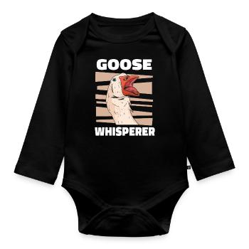 Goose Animal Bird Geese - Organic Longsleeve Baby Bodysuit - black - Front