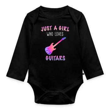 Guitar Guitarist Musician Acoustic Guitar Instruments - Organic Longsleeve Baby Bodysuit - black - Front