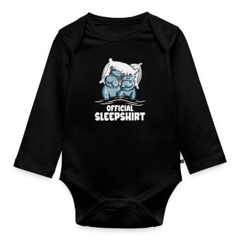 Nilpferd Fan Kinder Hippooutfit Nilpferdkostüm - Baby Bio-Langarm-Body - Schwarz - Vorne
