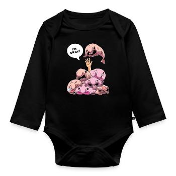 I'm Okay Funny Blobfish Fish Men Women - Organic Longsleeve Baby Bodysuit - black - Front