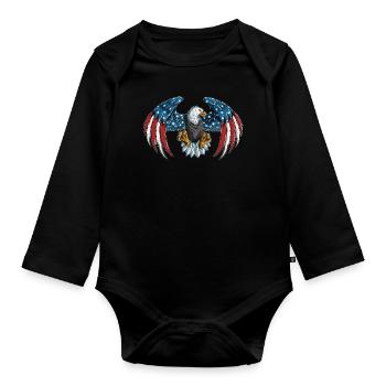 Eagle in American colors Flag USA America - Organic Longsleeve Baby Bodysuit - black - Front