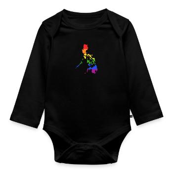 Philippinen Regenbogenflagge für LGTBQ Filipinos - Baby Bio-Langarm-Body - Schwarz - Vorne