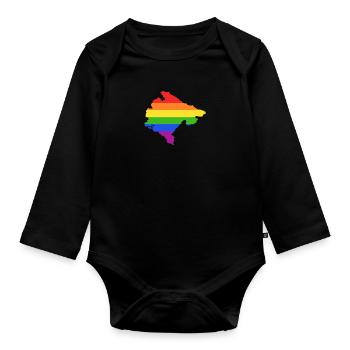 Montenegro Regenbogenflagge für LGTB Montenegriner - Baby Bio-Langarm-Body - Schwarz - Vorne