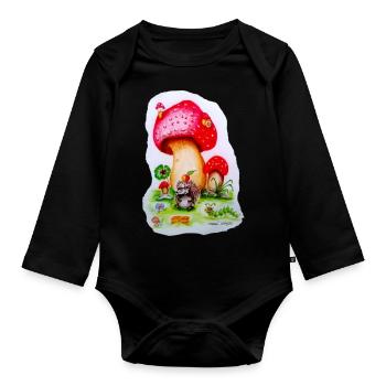 Märchen Pilz - Baby Bio-Langarm-Body - Schwarz - Vorne