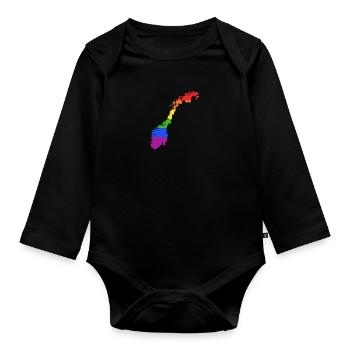 Norwegen Regenbogenflagge für stolze LGTB-Norweger - Baby Bio-Langarm-Body - Schwarz - Vorne