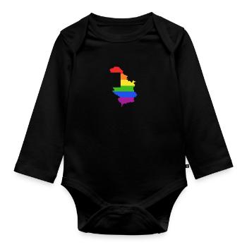 Serbien Regenbogenflagge für stolze LGTBQ-Serben - Baby Bio-Langarm-Body - Schwarz - Vorne