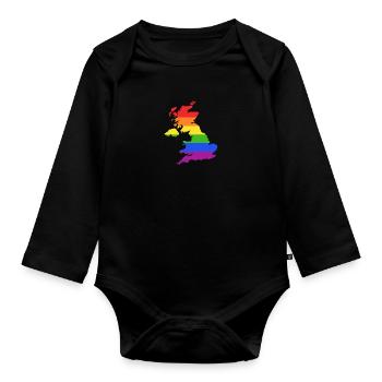 Vereinigtes Königreich Regenbogen für LGTBQ Briten - Baby Bio-Langarm-Body - Schwarz - Vorne