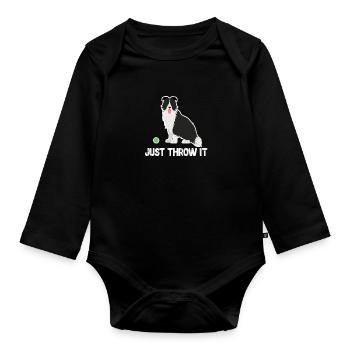 Border Collie Chien Chien Troupeau Chien Cadeau - Body Bébé bio manches longues - noir - Devant