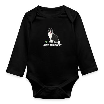 Border Collie - Baby Bio-Langarm-Body - Schwarz - Vorne