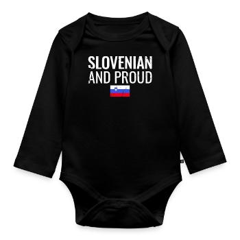 Slovénie Drapeau slovène Drapeau slovène Slovène - Body Bébé bio manches longues - noir - Devant