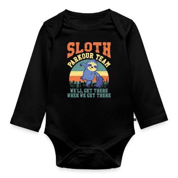 Parkour Free Running Traceur Sloth - Organic Longsleeve Baby Bodysuit - black - Front
