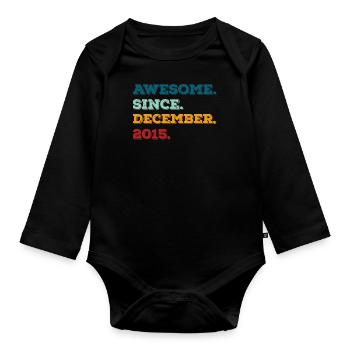 Anniversaire Décembre 2015 Né Année de naissance - Body Bébé bio manches longues - noir - Devant