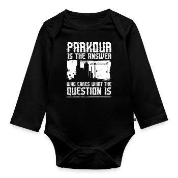 Parkour Free Running Traceur - Body Bébé bio manches longues - noir - Devant