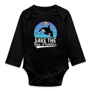 Orca Meeresbiologe Schwertwal Killerwal - Baby Bio-Langarm-Body - Schwarz - Vorne
