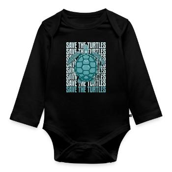 Tortue Tortue de mer Tortue Animal - Body Bébé bio manches longues - noir - Devant