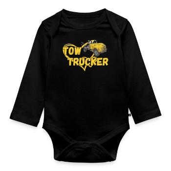 Tow Trucker Heart Tow Truck Operator - Baby Bio-Langarm-Body - Schwarz - Vorne