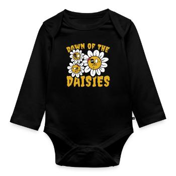 Daisy Daisies Garden GeeseFlower - Organic Longsleeve Baby Bodysuit - black - Front