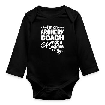 Bogenschießen Bogensport Bogenschütze - Baby Bio-Langarm-Body - Schwarz - Vorne