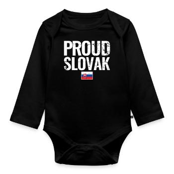 Proud Slovak Slowakei Slowakische Flagge Slowake - Baby Bio-Langarm-Body - Schwarz - Vorne