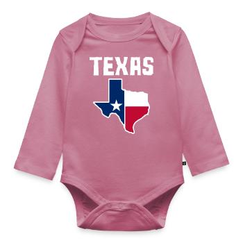 Texas Map - Organic Longsleeve Baby Bodysuit - mauve - Front