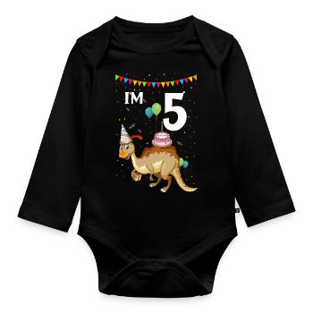 Paläontologie-Lehrer und Parasaurolophus Motif - Baby Bio-Langarm-Body - Schwarz - Vorne