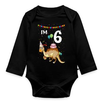 Parasaurolophus for dinosaurs and fosil hunters - Organic Longsleeve Baby Bodysuit - black - Front
