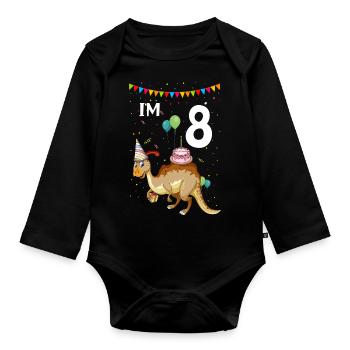 Paläontologie-Lehrer und Parasaurolophus Motif - Baby Bio-Langarm-Body - Schwarz - Vorne