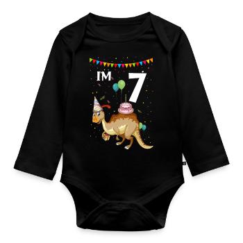 Dinosaur Motif for Paleontologists - Organic Longsleeve Baby Bodysuit - black - Front