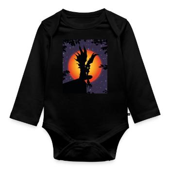 Scary Death Monster Creepy Moon Halloween Costume - Organic Longsleeve Baby Bodysuit - black - Front