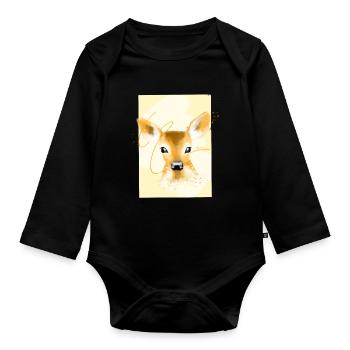 faon mignon, dessin - Body Bébé bio manches longues - noir - Devant