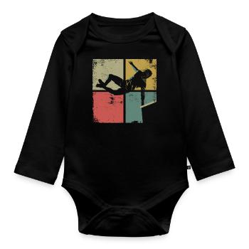 Parkour Free Running Traceur Retro - Body Bébé bio manches longues - noir - Devant