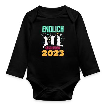 Endlich Geschieden 2023 Scheidungsparty - Baby Bio-Langarm-Body - Schwarz - Vorne