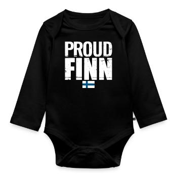 Proud Finn Finnland Finnische Flagge Finne - Baby Bio-Langarm-Body - Schwarz - Vorne