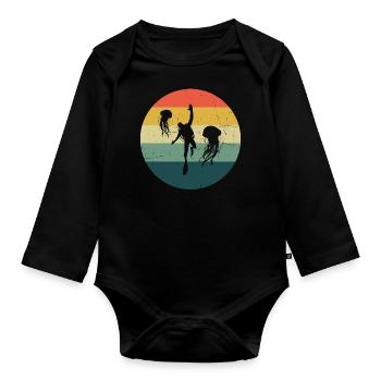 Scuba Taucher Diver Free Dive Diving Herren - Baby Bio-Langarm-Body - Schwarz - Vorne