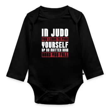 En Judo, vous apprenez le combat d’entraînement au karaté combattant - Body Bébé bio manches longues - noir - Devant