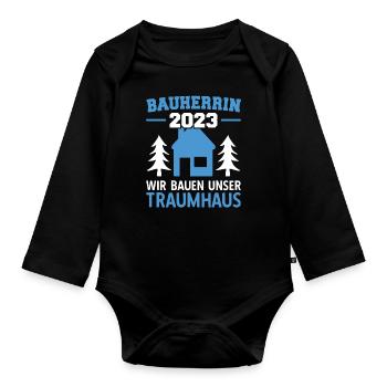 Wir Bauen Unser Traumhaus Bauleiterin 2023 - Baby Bio-Langarm-Body - Schwarz - Vorne