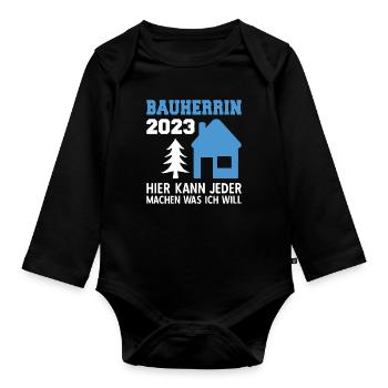 Hier Kann Jeder Machen Was Ich Will Bauleiter 2023 - Baby Bio-Langarm-Body - Schwarz - Vorne