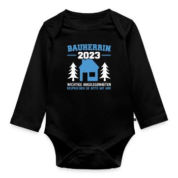 Wichtige Angelegenheiten Zu Mir Bauleiterin 2023 - Baby Bio-Langarm-Body - Schwarz - Vorne
