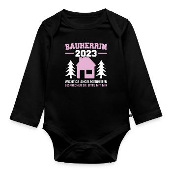 Wichtige Angelegenheiten Zu Mir Bauleiterin 2023 - Baby Bio-Langarm-Body - Schwarz - Vorne