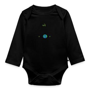 Make Everyday An Earth Day - Organic Longsleeve Baby Bodysuit - black - Front