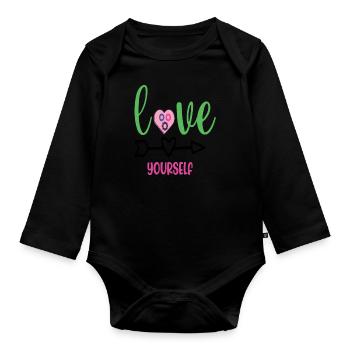 Liebe dich selbst Psychische Gesundheit ist wichtig - Baby Bio-Langarm-Body - Schwarz - Vorne