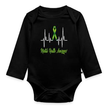 Bewusstsein für psychische Gesundheit - Baby Bio-Langarm-Body - Schwarz - Vorne