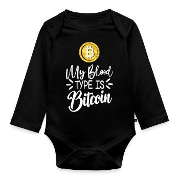 Bitcoin BTC Crypto Blockchain Coin Exchange Coin - Body Bébé bio manches longues - noir - Devant