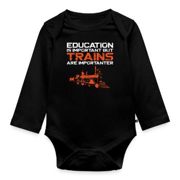 Steam Train Driver Trainspotting - Baby Bio-Langarm-Body - Schwarz - Vorne