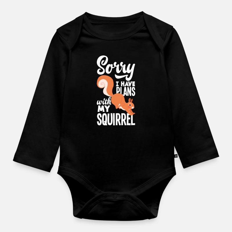 Eichhörnchen - Baby Bio-Langarm-Body - Schwarz