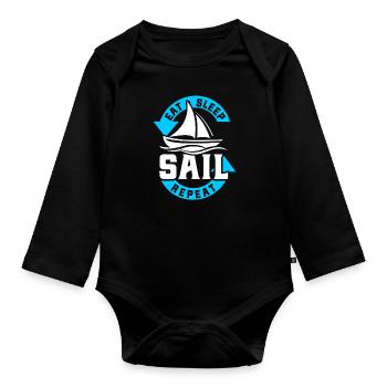 Segler Segelschiff Segelboot - Baby Bio-Langarm-Body - Schwarz - Vorne