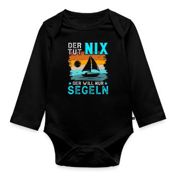 Segler Segelschiff Segelboot - Baby Bio-Langarm-Body - Schwarz - Vorne