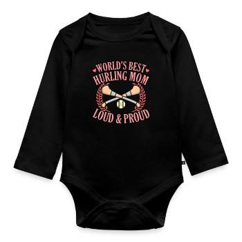 The World's Best Hurling Mom - Organic Longsleeve Baby Bodysuit - black - Front