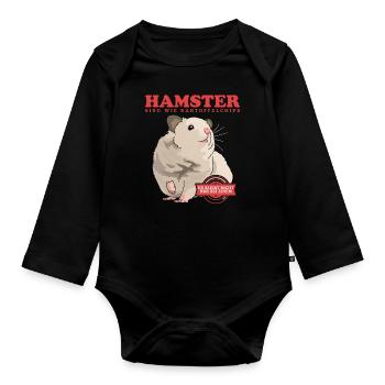Hamster Golden Hamster | Cadeau de hamster nain - Body Bébé bio manches longues - noir - Devant