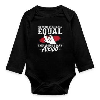 Aikido All Women Were Fighter Martial Arts Samurai - Baby Bio-Langarm-Body - Schwarz - Vorne